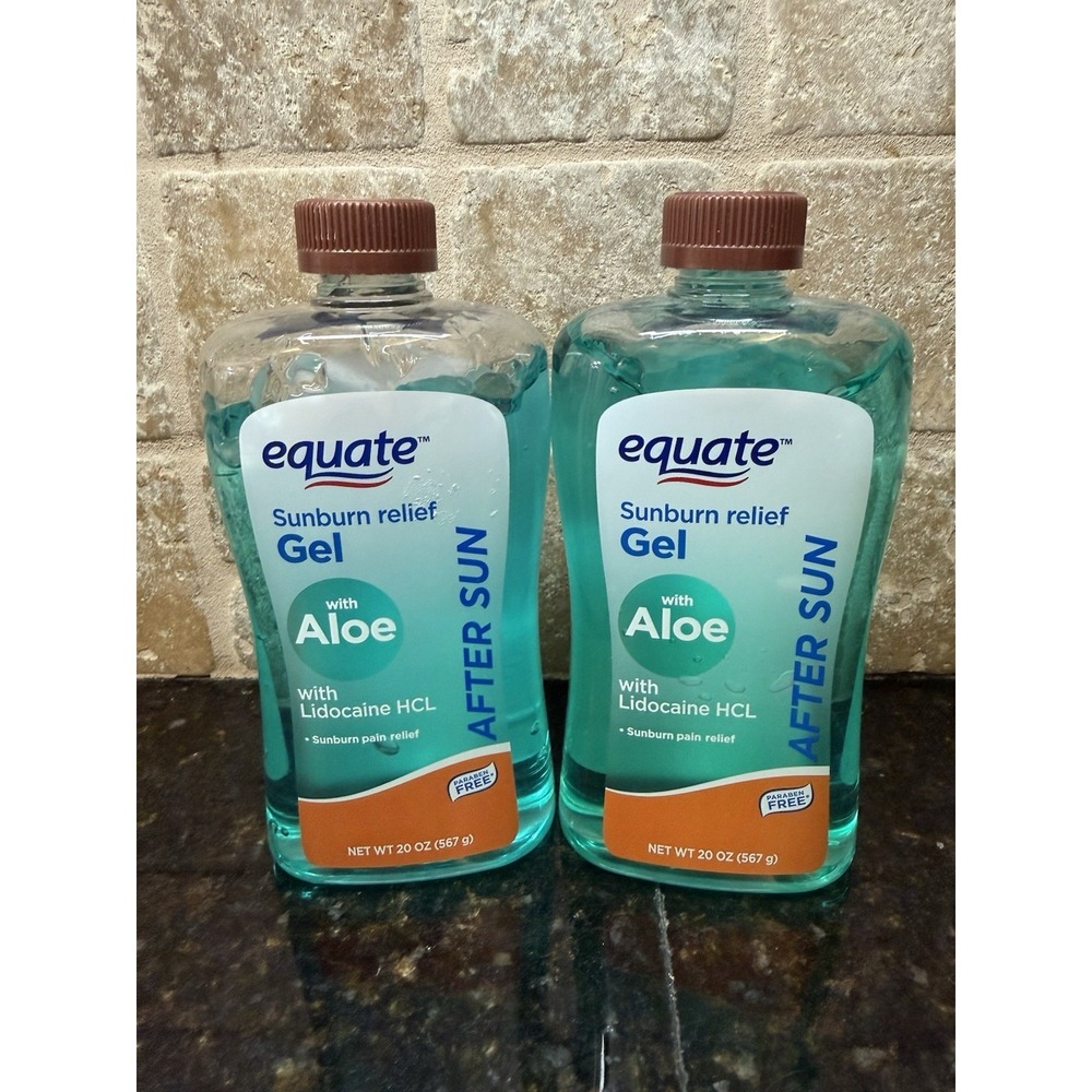 2 Pack‎ EQUATE Sunburn Relief Aloe Vera Gel-Brand New 20 oz x2